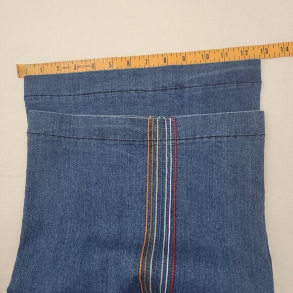 MODCLOTH Womens Jeans Sz 18W Rainbow With Me Wide Leg BLUE Boho Festival Retro - Picture 15 of 15